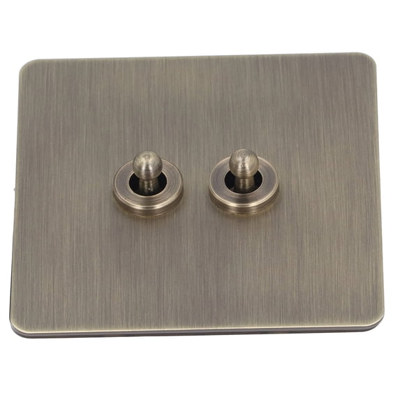 Suodoka 2 Way Toggle Switch, Antique Bronze Texture Stainless Steel Panel Wall Switch, Flame Retardant PC Material, AC 250V Double Control Electrical Switch for Home Improvement