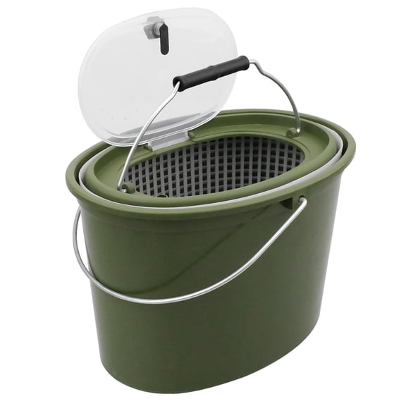 Suodoka 2in1 Fishing Bucket & Strainer DoubleDeck Fish Box with Detachable Colander, Dual Handles, AirVent Lid, and Secure Lock