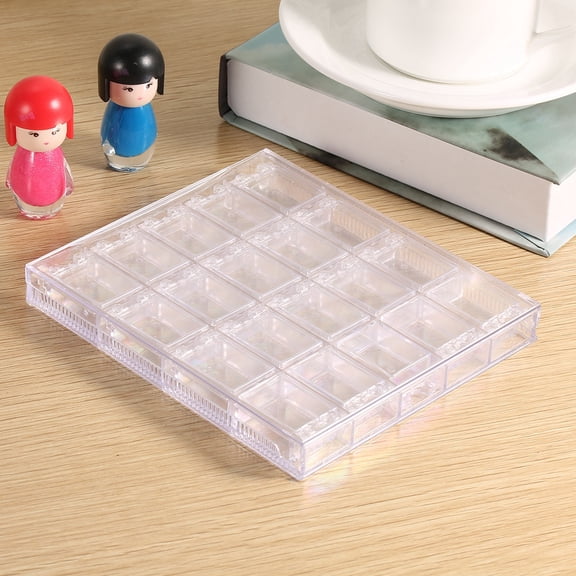 Suodoka 20 Grids Transparent Acrylic Nail Art Decorations Storage Box, Rhinestone Beads Container Case for Manicure Tools, Clear Display Organizer Rack, 5.9 inches / 15 cm Length, Compact Home Use