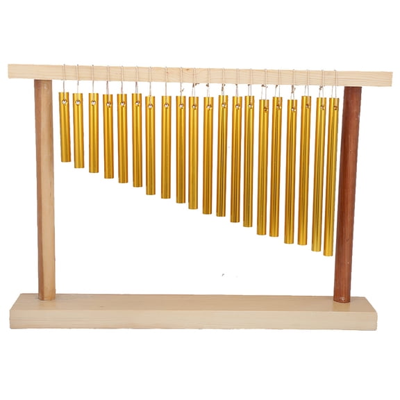 Suodoka 20-Tone Tabletop Wind Chimes Single-Row Bar Chime Percussion Instrument with Wooden Base and Hammer Musical Toy for Kids and Adults 15.2 Inches / 38.5 cm