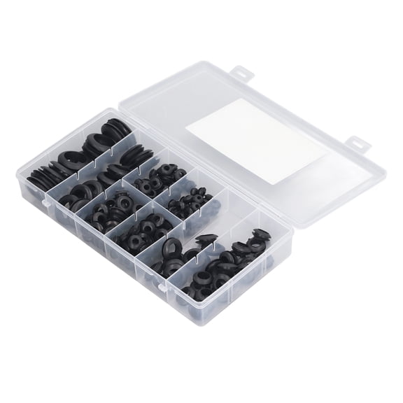 Suodoka 200 Pcs Rubber Grommet Kit Waterproof Oil Proof Firewall Hole Plug Assortment Hard Wearing Eyelet Ring Gasket Set with Storage Box for Automotive Electrical Wiring Plumbing