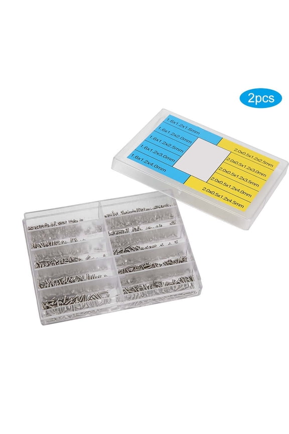 2000 Pcs Premium Stainless Steel Watch Back Cover Screws Repair Tool Kit Accessory, 2 Boxes of Assorted Cross Screws for Watchmakers and DIY Enthusiasts, Silver (3.54 inches / 9 cm)