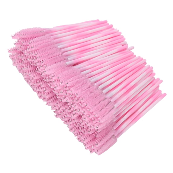 Suodoka 200pcs Disposable Portable Lash Brush Travel Mascara Eyelash Brush Makeup Tool Accessory, Perfect for Precise Application and Grooming, Plastic Handle and Fiber Head, Pink (5.51 in / 14 cm)