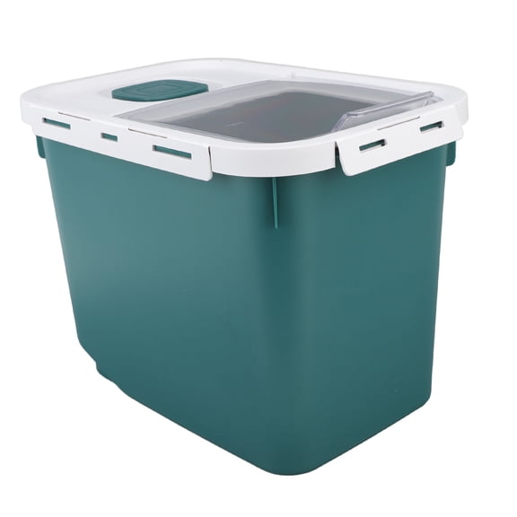 Suodoka 22lb Rice Storage Container Transparent Flip Top Flour Box Airtight Dampproof Green