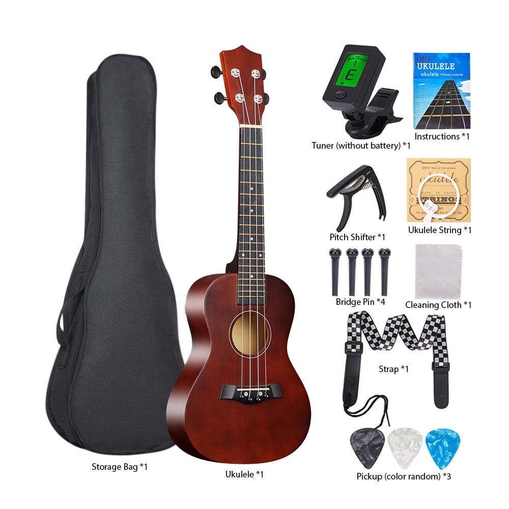 Suodoka 23-Inch Concert Acoustic Ukulele Beginner Starter Kit with Gig Bag, Nylon Strings, Tuner, Strap, and Picks, High-Gloss Basswood Stringed Instrument for Students, Adults, Kids - Coffee