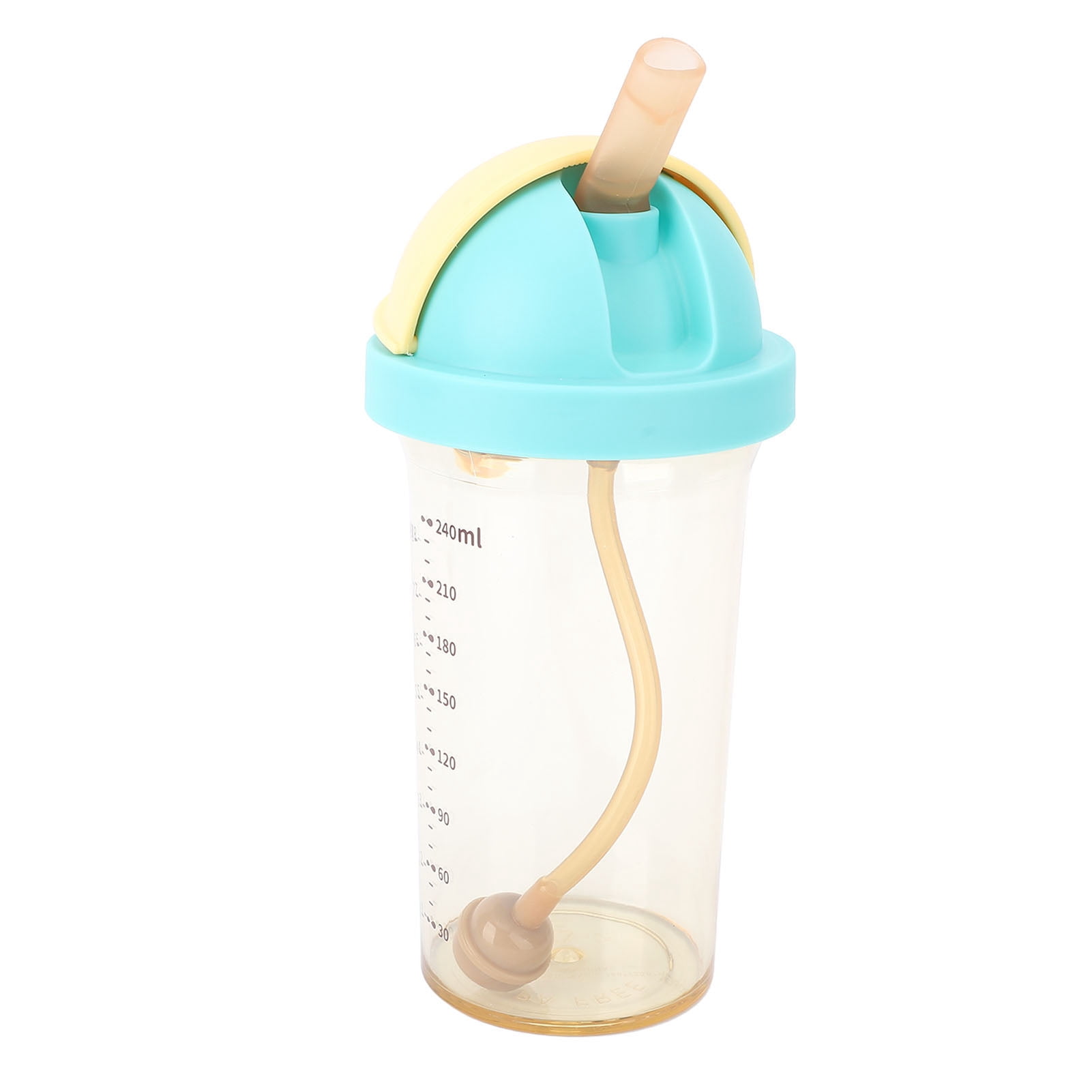 Suodoka 240ml / 8oz Flip Top Baby Water Bottle Wide Neck Weighted Straw Sippy Cup for Infants and Toddlers