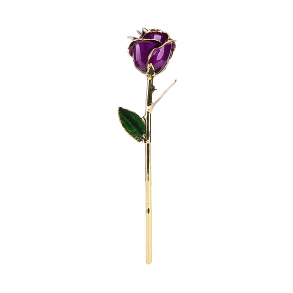 Suodoka 24K Gold-Plated Natural Rose Flower with Stand Base, Elegant Romantic Ornament for Birthday, Valentine's Day, Wedding, and Anniversary Decorations (11.4 inches / 29 cm)