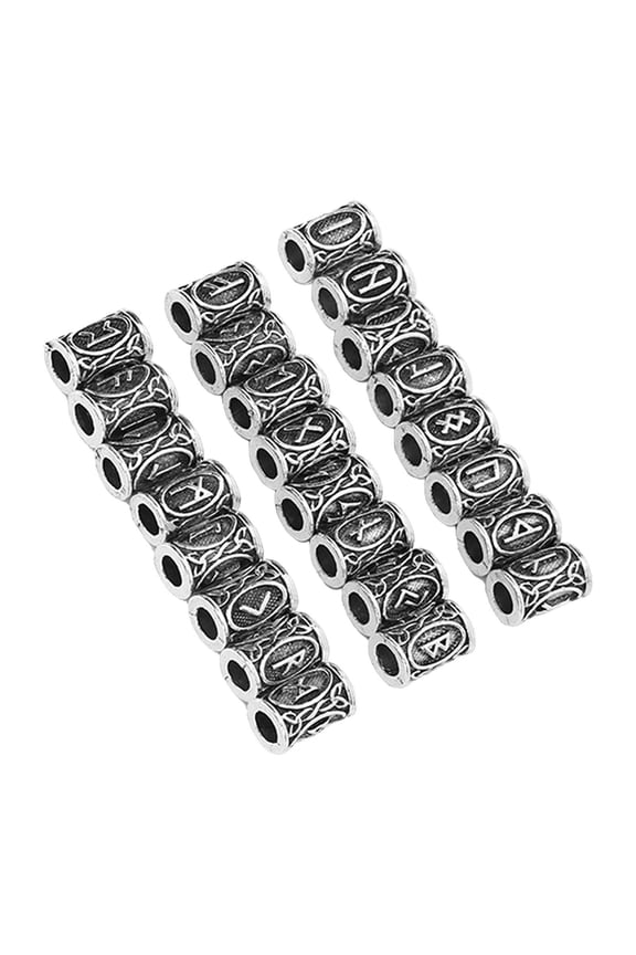 24pcs Hair Beard Beads Alloy Unique Patterns Vintage Braiding Dreadlocks Accessories Silver, 0.39 x 0.51 Inches