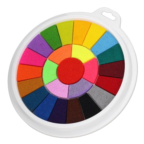 Suodoka 25 Colors Washable Kids Stamp Ink Pad, Large 9.4 Inches / 24 cm Circular Finger Painting Art Pad, Non-Toxic Educational DIY Handicraft Card Making and Scrapbooking Tool for Toddlers