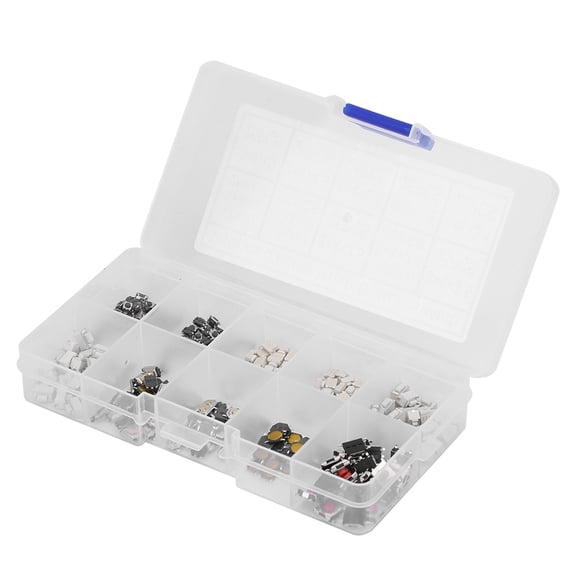 Suodoka 250 Pcs Tactile Switch 10 Kinds Momentary Push Button Assortment Kit Electrical Micro Switches 5.12 inches / 13 cm Pack for PCB DIY Projects[cite: 1]