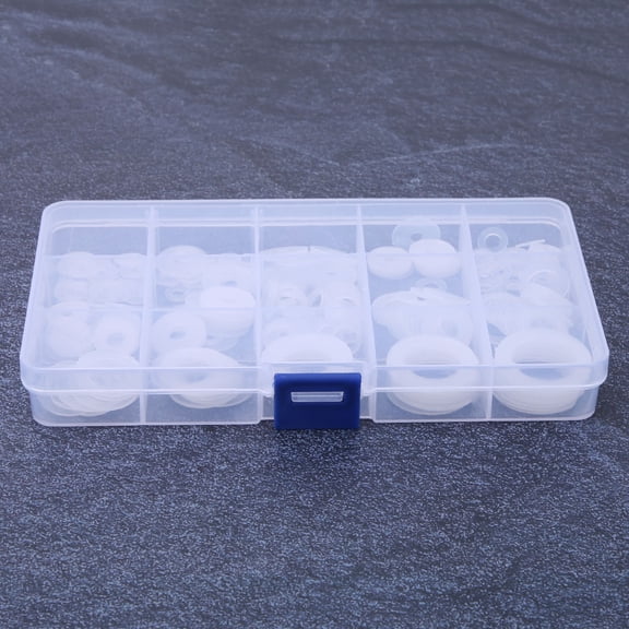 Suodoka 250PCS Nylon Flat Washer Water Pipe Leakproof Sealing Gasket Assortment Kit (6.7 inches / 17 cm Box)