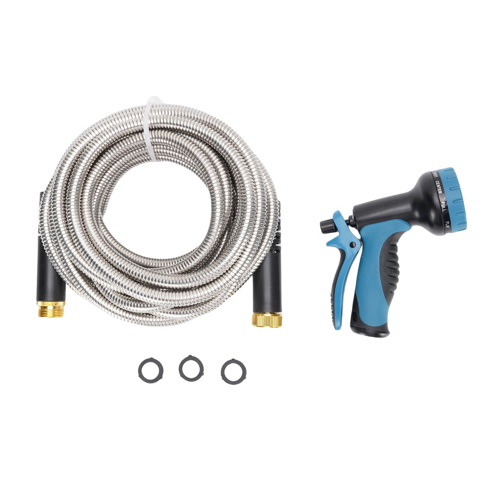 Suodoka 25ft Flexible Stainless Steel Garden Hose with Sprayer Nozzle, Heavy Duty Water Hose for Car Wash / 7.5m