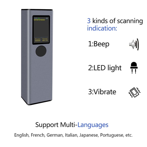 Suodoka 2D 1D QR Barcode Scanner with TFT Screen 3-in-1 Bluetooth & Wireless Connection Supports Offline Storage for Supermarket Retail Library Logistics Warehouse
