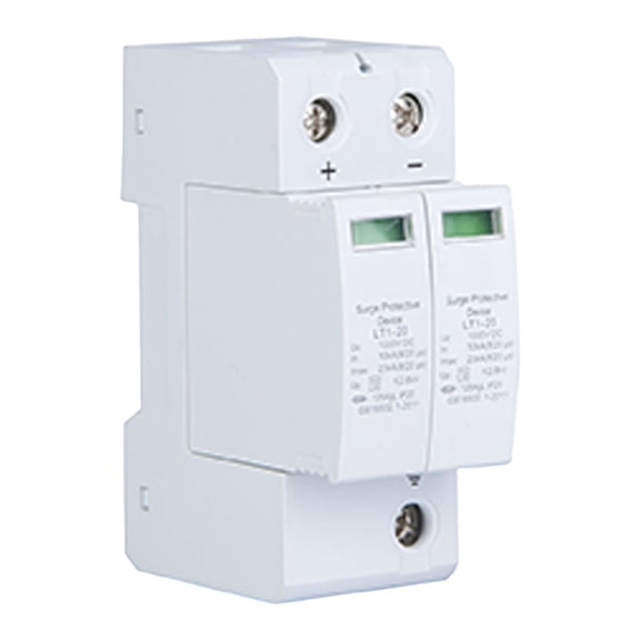 Suodoka 2P Surge Protective Device DC Photovoltaic Lightning Protector Low Voltage Arrester (20KA) Circuit Breaker Modular Mount 3.5 inches / 88.9 mm White Color Excellent Conductivity