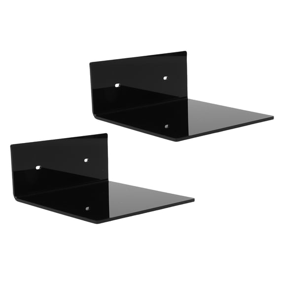 Suodoka 2PCS Small Floating Shelves Acrylic Mini Wall Mounted Storage Shelf Display for Plant Collectibles Gaming Room Decor, Black (6x6x2.8 in / 15x15x7 cm)