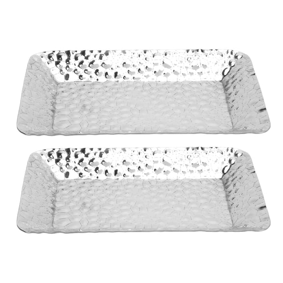 Suodoka 2PCS Stainless Steel Towel Tray Rectangular Serving Tray Decorative Vanity Platter Kitchen Bathroom Counter Organizer Silver (7.87 inches / 20 cm)