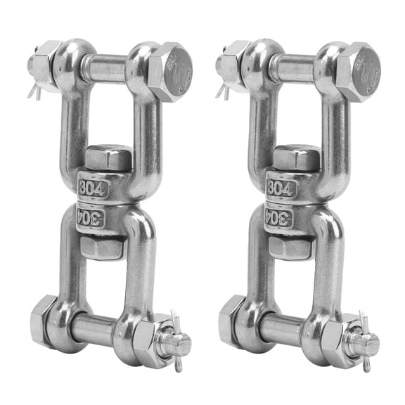 Suodoka 2Pcs Anchor Swivel Shackle 304 Stainless Steel Rotating Ring Connector M10 for Chain and Rope Fitting, Heavy Duty Prevent Rope Knotting Marine Hardware, Rustproof Industrial Rigging Tool