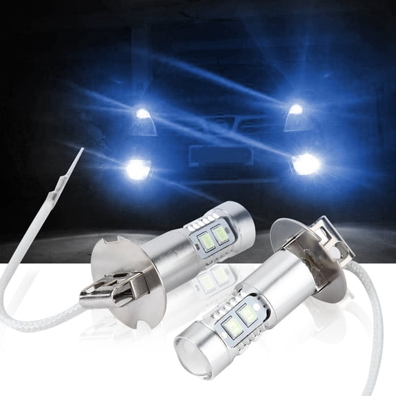 Suodoka 2Pcs H3 100W 1200LM 8000K Car LED Headlight Bulbs Kit Ice Blue Fog Lamp Daytime Running Light Bulb