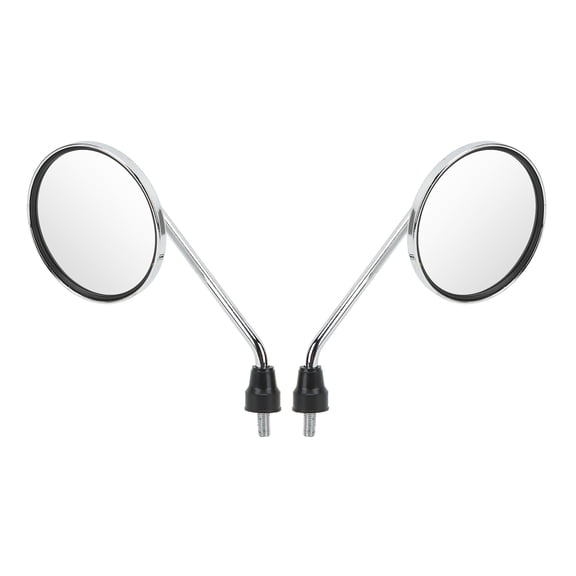 Suodoka 2Pcs Motorcycle Rearview Mirrors 8mm Thread Chrome Plated Round Universal Fit for Street Bikes ATV Scooters Metal Alloy Handlebar Side Mirror (4.1 inches / 104 mm)