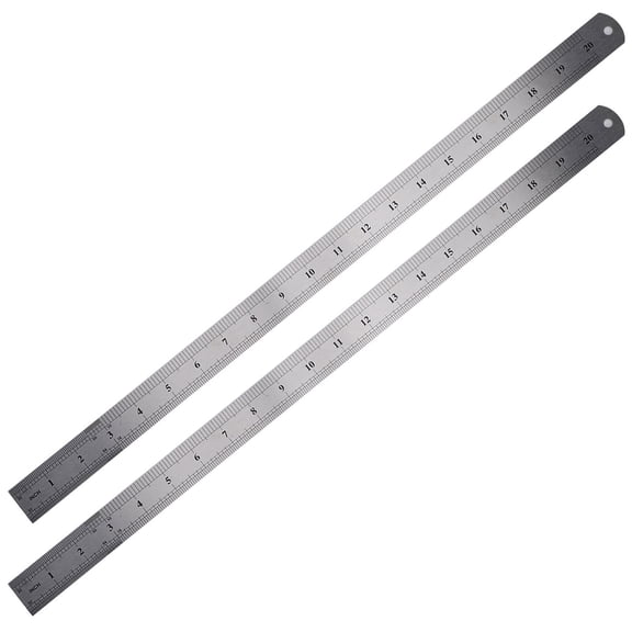 Suodoka 2Pcs Stainless Steel Ruler 19.7 Inches / 50cm, Metric and Imperial Double-Sided Scale Woodworking Marking Locator Measuring Tool [cite: 1, 10]