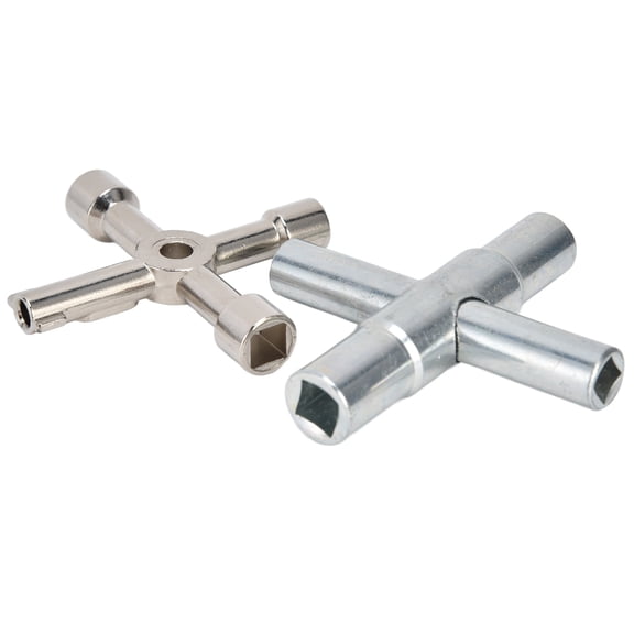 Suodoka 2pcs 4-Way Sillcock Key Premium Stainless Steel Water Meter Valve Wrench Multi-Functional Cross Key Tool for Electric Cabinets Gas Spigots