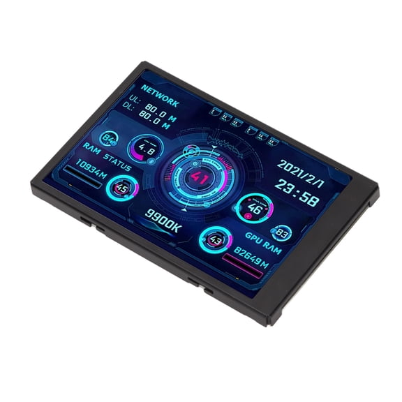 Suodoka 3.5 inches / 8.89 cm IPS USB Mini Screen CPU RAM HDD Data Monitor, Temperature Display 360 Degree Rotation Type C Sub Screen for Computer Case, Black