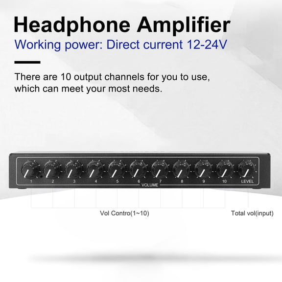 Suodoka 3.5mm Stereo Headphone Amplifier 10-Channel Audio Distributor Independent Volume Control US Plug