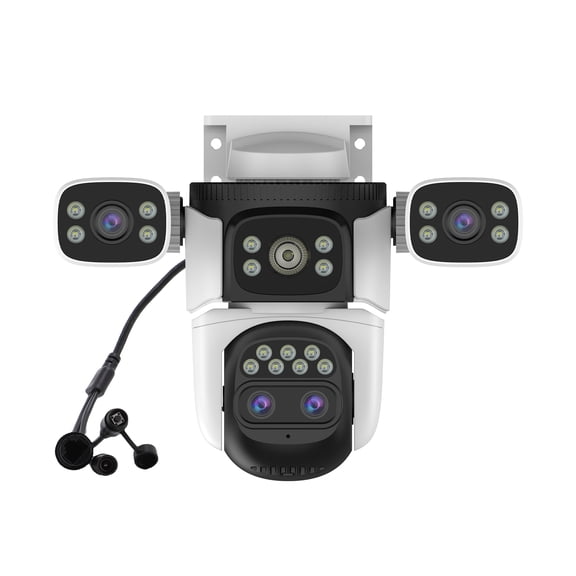 Suodoka 3-Lens Outdoor Security Camera 360° WiFi Surveillance AI Human Detection Color Night Vision Two-Way Audio Auto Tracking IP66 Waterproof Home Security US Plug