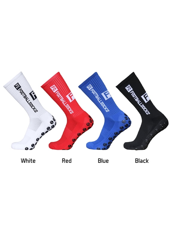 3 Packs Sports Socks Athletic Stockings Anti-slip Quick Dry Football Soccer Socks For Basketball Hockey Running Cycling Mountaineering Marathons (Black/White, 10 inches / 25.4 cm)