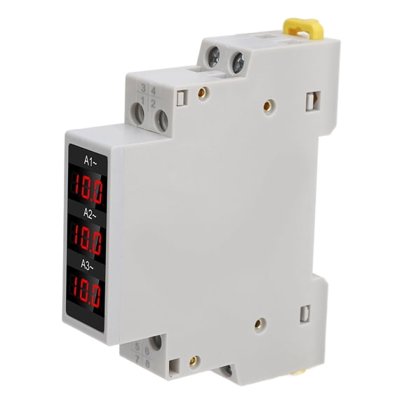 Suodoka 3 Phase DIN Rail Ammeter LED Digital Display High Accuracy Current Tester with 3 Sensors AC 80-500V 1-100A (3.94 inches / 10 cm)