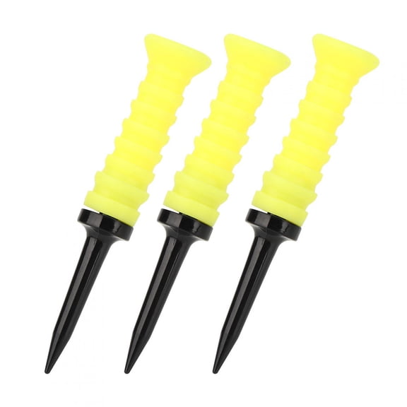 Suodoka 3-Piece 83mm / 3.3 Inches Yellow Elastic Golf Tees, Premium Rubber Ball Holder Set for Professional Practice and Training Tools, Unbreakable Low Resistance Design for Maximum Drive Distance