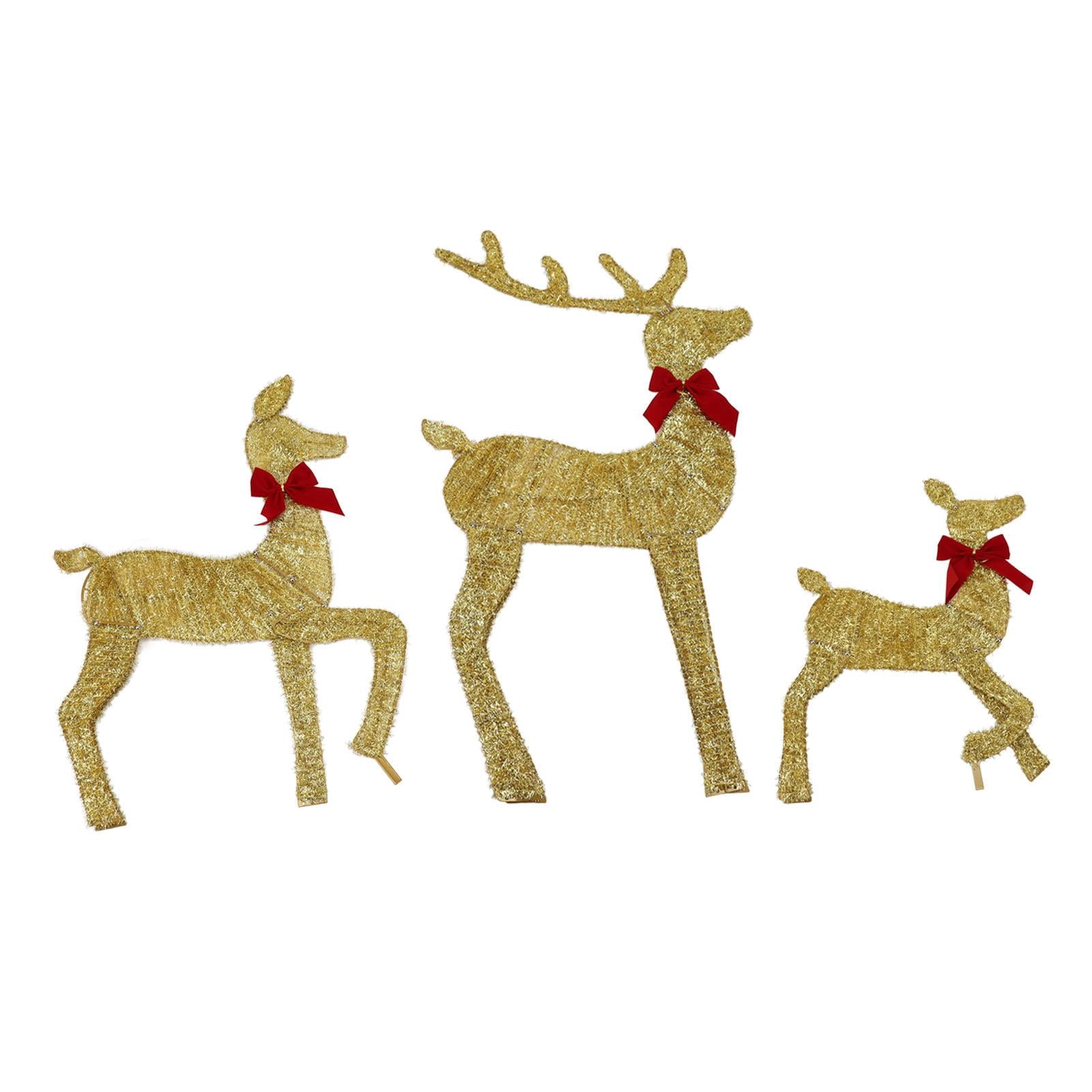 Suodoka 3‑Piece Gold LED Reindeer Family Outdoor Yard Decor – Easy ...