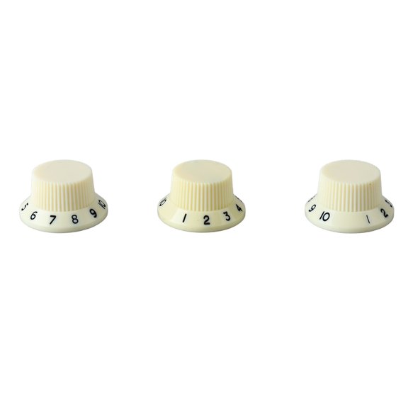 Suodoka 3 Pieces Potentiometer Rotary Control Knobs Tone Volume Replacement Set for Electric Guitar Bass, Ivory with Black Lettering, Pack Length 2.36 inches / 6.0 cm
