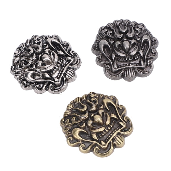 Suodoka 3 Set Dragon Pattern Metal Buttons, 1.3 in / 33mm Vintage Metallic Retro Clothing Buttons for DIY Handcrafts, Leather Repair & Decorative Sewing Accessories (Antique Silver, Gunmetal, Bronze)