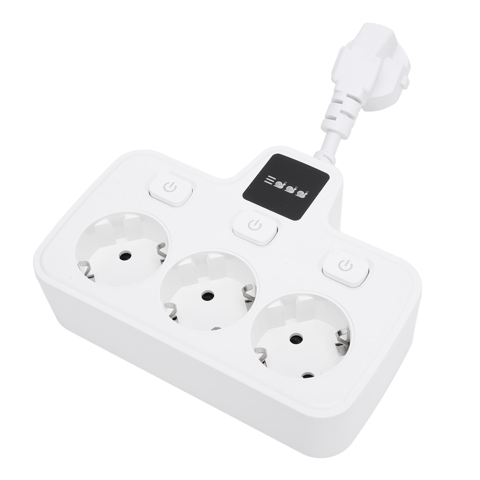 Suodoka 3-Way Power Socket Extender with Independent Switches, Multi-Outlet Adapter with 2 Prong EU Plug, 220V Grounding Electrical Outlet Receptacle for Home and Office, White