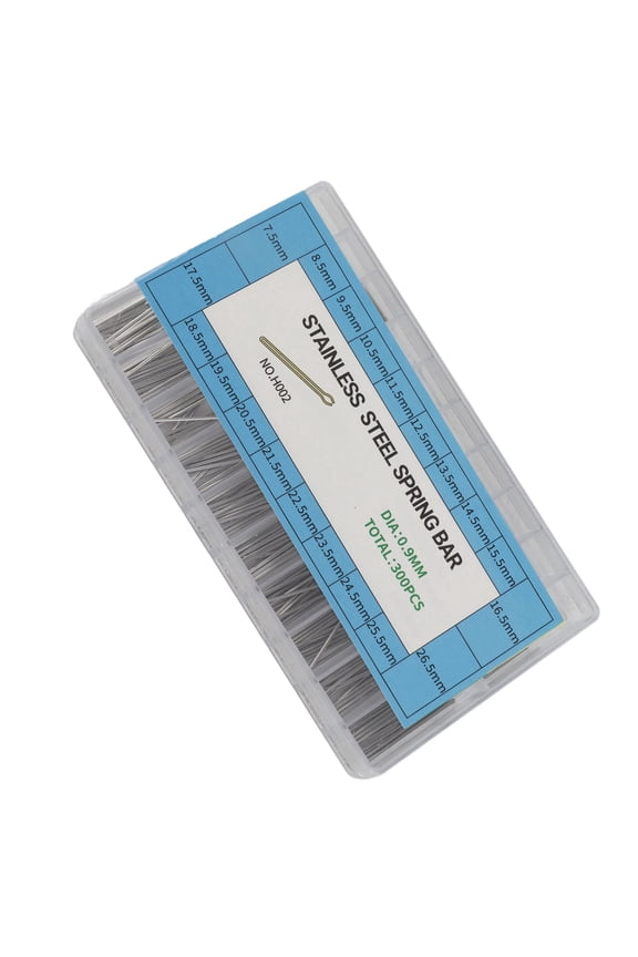 300-Piece 304 Stainless Steel Watch Band Spring Bars Assortment Kit, 0.9mm / 0.04 Inches Thickness, Watch Bracelet Split Pins Replacement Parts Set, 20 Sizes 7.5mm-26.5mm / 0.3-1.04 Inches