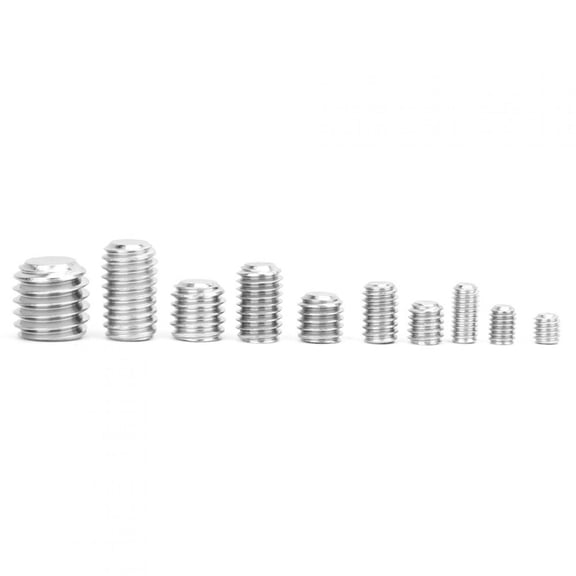 Suodoka 300Pcs Set Screws Assortment Stainless Steel Hex Socket Headless Fasteners Hardware Tool Kit, M3 M4 M5 M6 M8 (5.12 inches / 13 cm Box)