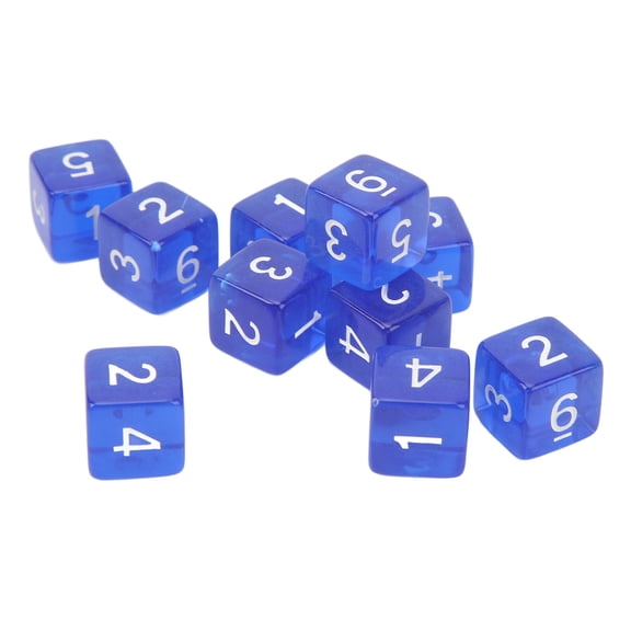 Suodoka 30PCS Right Angle Transparent Plastic 6 Sided Dices for Math Games, 5.51 inches / 14 cm Pack, Blue