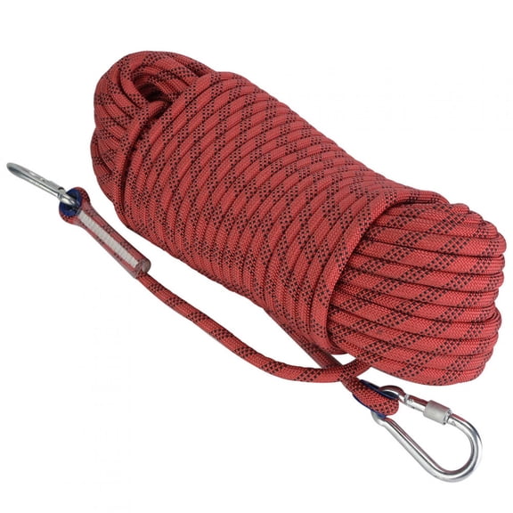 Suodoka 30m Outdoor Rock Climbing Escape Rope (98.4 ft / 30 m) 12mm Diameter Heavy Duty Safety Survival Cord for Mountaineering, Rescue and Rappelling, Red