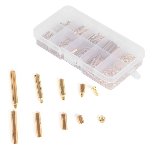 Suodoka 320 Pieces Brass Standoff Screw Nut Assortment Kit M2 Hex Spacer Set for Motherboards, Communications, Galvanizing, Electronics and Office Equipment Repair, Assorted Lengths