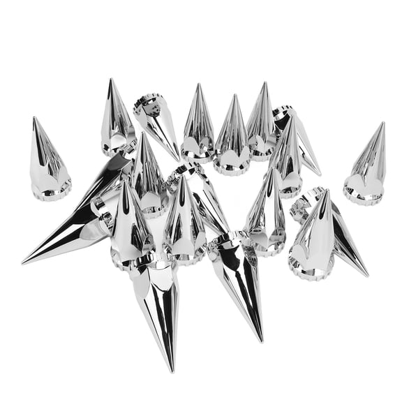 Suodoka 33mm Chrome Threaded Spiked Lug Nut Cover Plastic Flanged Anti Rust Screw On Lug Nut Cap for Trucks Trailers 20 Pack