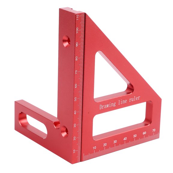 Suodoka 3D Multi Angle Measuring Ruler 45 90 Degree Aluminum Alloy Woodworking Square Protractor Red