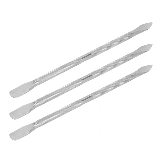 Suodoka 3Pcs Nail Cuticle Pusher Stainless Steel Cuticle Trimmer Remover Set Manicure Tool Double Ended Nail Dead Skin Fork for Professional and Home Use, Silver (7.1 inches / 18 cm)