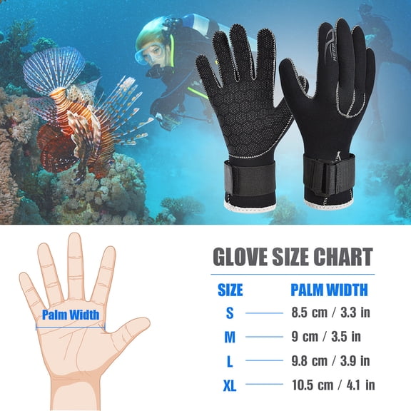 Suodoka 3mm Diving Gloves Neoprene Anti-slip Snorkeling Gloves Wetsuit Gear for Women Men Swimming Surfing Sailing Kayaking Scuba Water Sports Thermal Hand Protection Size M (0.12 inches / 3 mm)