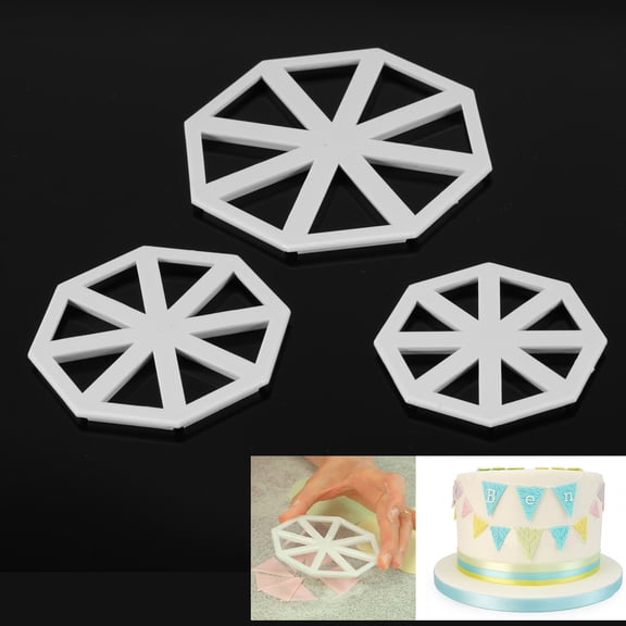 Suodoka 3pcs Bunting Flag Cake Decorating Mold Set, Triangle Banner Fondant Cutters for DIY Chocolate Sugar Craft (4.1" / 10.3 cm)