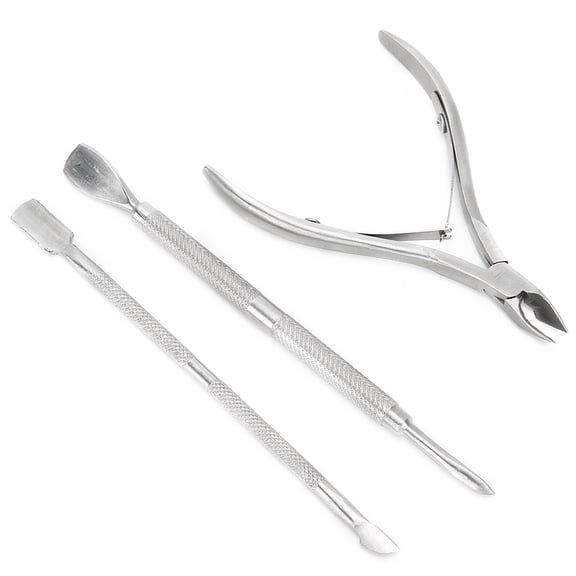 Suodoka 3pcs Stainless Steel Cuticle Nippers Dead Skin Removal Steel Pusher Manicure Tool Set for Professional Nail Care Household and Salon Use Premium Material Long Lasting (5.91 inches / 15.00 cm)