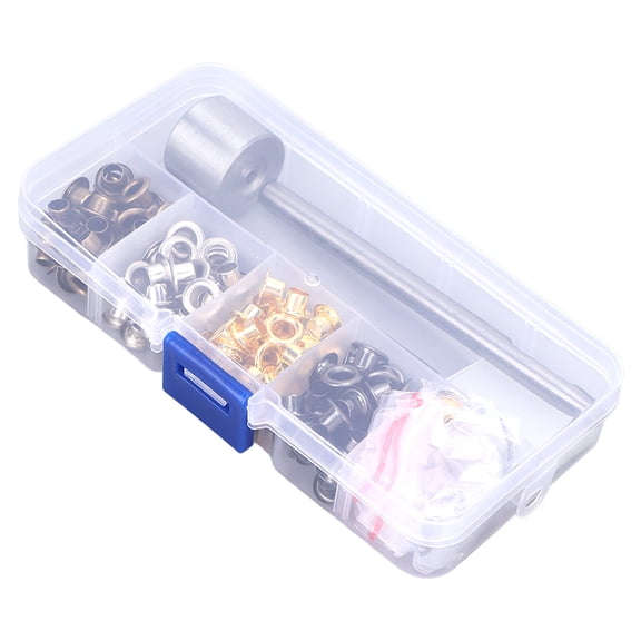 Suodoka 4.5mm Plated Copper Metal Grommet Tool Kit, 120 Sets of Grommets and Gaskets in Gold, Silver, Bronze, Gunmetal with 3 Piece Installation Tools and Storage Box for DIY Clothing Modification