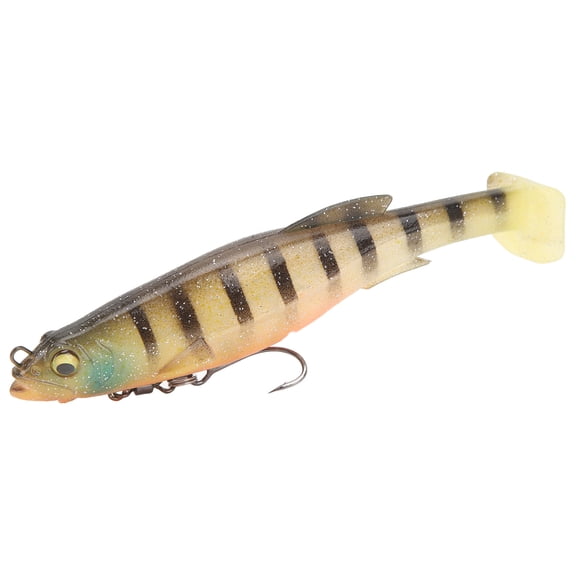 Suodoka 4.92 inches / 12.5 cm Fishing Lures Silicone Baits T Tail Vivid Spin Ring Magnetic Treble Hooks Black Stripe [cite: 12]