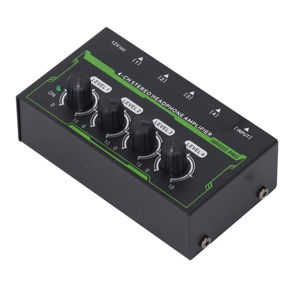 Suodoka 4 Channel Headphone Amplifier Stereo Audio Amp Mini Splitter Box DJ Mixer Amplifier for Studio and Stage with Dynamic RGB Lighting Controls 1.85x2.24x4.09 inches / 4.7x5.7x10.4 cm