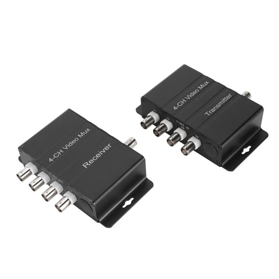 Suodoka 4 Channel Video Multiplexer Interference Resistant 4 HD Video to Coaxial Cable Multiplexer Transmitter and Receiver 400M Range for Security Camera Surveillance System Installation